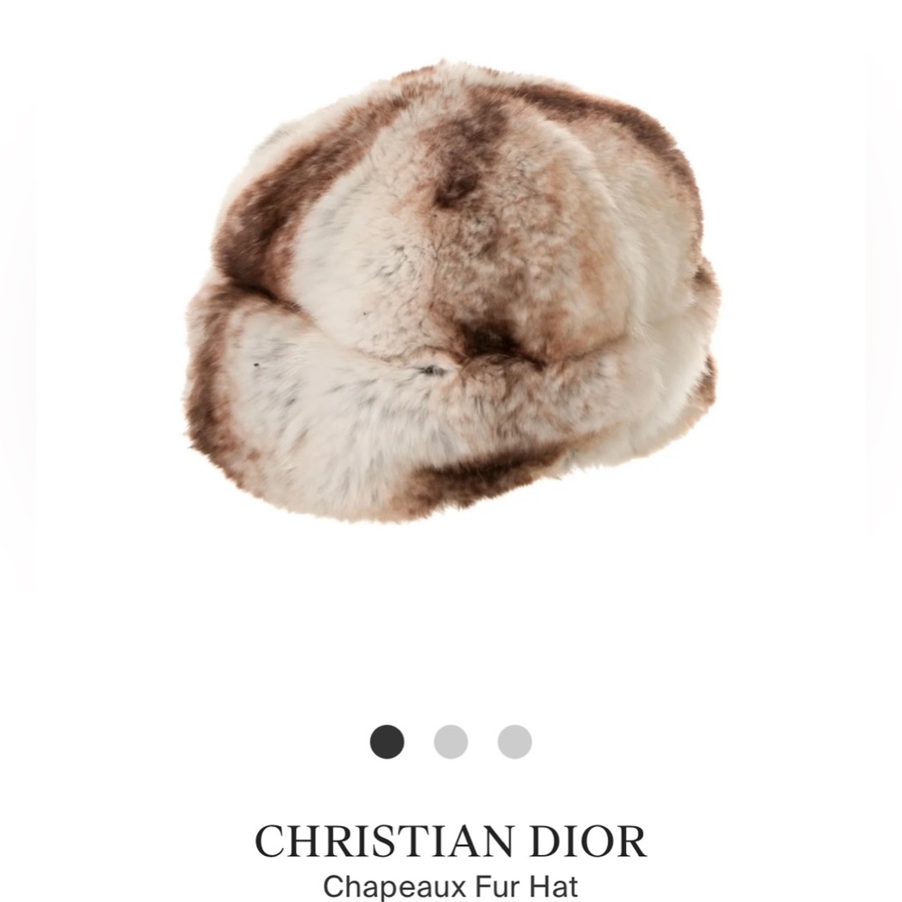 Beige, brown and grey Christian Dior fur hat from the 1960s. Used.